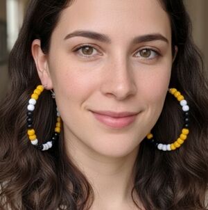 Rasta hoop earrings, African Earrings with wooden beads, Large hoop